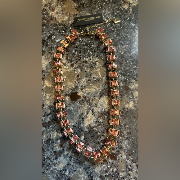 Christian Siriano Block Crystal Pink Necklace New - Picture 1 of 1